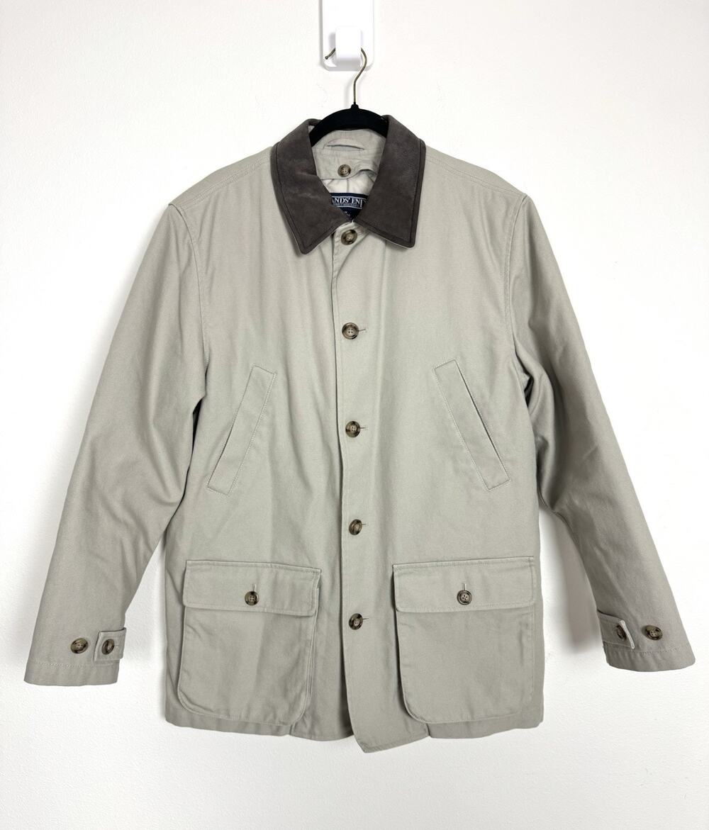 Lands End Chore Coat Men’s Medium Sage Gray Field Jacket Canvas Removable Liner
